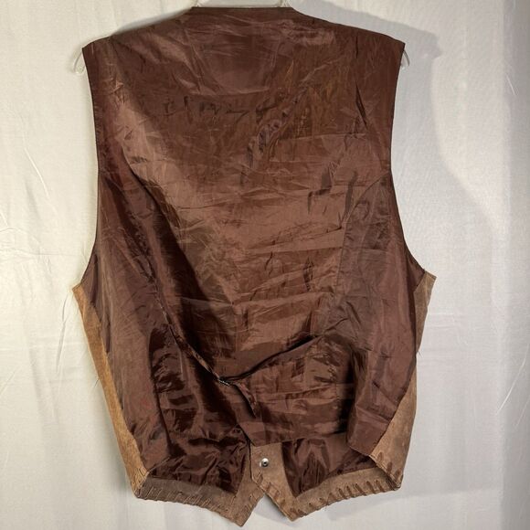 Vintage G-III Pelle Global Brown Suede Leather Vest Western Button Front Mens L - Picture 5 of 11